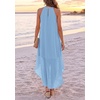 image:imagePRETTYGARDEN Womens Summer Wedding Guest Halter Maxi Dresses  Long Flowy Asymmetrical Sundress Elegant Evening Dinner Party Dress Pockets Beach Vacation Outfits Spring Resort WearLight Blue