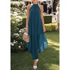 image:imagePRETTYGARDEN Womens Summer Wedding Guest Halter Maxi Dresses  Long Flowy Asymmetrical Sundress Elegant Evening Dinner Party Dress Pockets Beach Vacation Outfits Spring Resort WearLake Blue