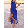 image:imagePRETTYGARDEN Womens Summer Wedding Guest Halter Maxi Dresses  Long Flowy Asymmetrical Sundress Elegant Evening Dinner Party Dress Pockets Beach Vacation Outfits Spring Resort WearBlue