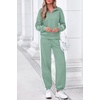 image:imagePRETTYGARDEN Womens Sweatsuits 2 Piece Outfits Fall Matching Lounge Sets  Casual Loose Zip Up Oversized Sweatshirts High Waist Jogger Tracksuits Two Piece Sweat Suits Travel Airport Workout SetsBean Green