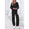 image:imagePRETTYGARDEN Womens Sweatsuits 2 Piece Outfits Fall Matching Lounge Sets  Casual Loose Zip Up Oversized Sweatshirts High Waist Jogger Tracksuits Two Piece Sweat Suits Travel Airport Workout SetsBlack