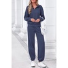 image:imagePRETTYGARDEN Womens Sweatsuits 2 Piece Outfits Fall Matching Lounge Sets  Casual Loose Zip Up Oversized Sweatshirts High Waist Jogger Tracksuits Two Piece Sweat Suits Travel Airport Workout SetsGrey Blue