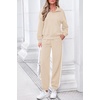 image:imagePRETTYGARDEN Womens Sweatsuits 2 Piece Outfits Fall Matching Lounge Sets  Casual Loose Zip Up Oversized Sweatshirts High Waist Jogger Tracksuits Two Piece Sweat Suits Travel Airport Workout SetsApricot