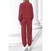 image:imagePRETTYGARDEN Womens Sweatsuits 2 Piece Outfits Fall Matching Lounge Sets  Casual Loose Zip Up Oversized Sweatshirts High Waist Jogger Tracksuits Two Piece Sweat Suits Travel Airport Workout SetsWine Red