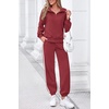 image:imagePRETTYGARDEN Womens Sweatsuits 2 Piece Outfits Fall Matching Lounge Sets  Casual Loose Zip Up Oversized Sweatshirts High Waist Jogger Tracksuits Two Piece Sweat Suits Travel Airport Workout SetsWine Red