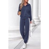 image:imagePRETTYGARDEN Womens Sweatsuits 2 Piece Outfits Fall Matching Lounge Sets  Casual Loose Zip Up Oversized Sweatshirts High Waist Jogger Tracksuits Two Piece Sweat Suits Travel Airport Workout SetsGrey Blue