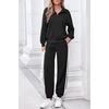 image:imagePRETTYGARDEN Womens Sweatsuits 2 Piece Outfits Fall Matching Lounge Sets  Casual Loose Zip Up Oversized Sweatshirts High Waist Jogger Tracksuits Two Piece Sweat Suits Travel Airport Workout SetsBlack