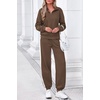 image:imagePRETTYGARDEN Womens Sweatsuits 2 Piece Outfits Fall Matching Lounge Sets  Casual Loose Zip Up Oversized Sweatshirts High Waist Jogger Tracksuits Two Piece Sweat Suits Travel Airport Workout SetsCoffee