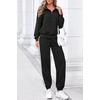 image:imagePRETTYGARDEN Womens Sweatsuits 2 Piece Outfits Fall Matching Lounge Sets  Casual Loose Zip Up Oversized Sweatshirts High Waist Jogger Tracksuits Two Piece Sweat Suits Travel Airport Workout SetsBlack