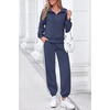 image:imagePRETTYGARDEN Womens Sweatsuits 2 Piece Outfits Fall Matching Lounge Sets  Casual Loose Zip Up Oversized Sweatshirts High Waist Jogger Tracksuits Two Piece Sweat Suits Travel Airport Workout SetsGrey Blue