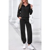 image:imagePRETTYGARDEN Womens Sweatsuits 2 Piece Outfits Fall Matching Lounge Sets  Casual Loose Zip Up Oversized Sweatshirts High Waist Jogger Tracksuits Two Piece Sweat Suits Travel Airport Workout SetsBlack