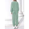 image:imagePRETTYGARDEN Womens Sweatsuits 2 Piece Outfits Fall Matching Lounge Sets  Casual Loose Zip Up Oversized Sweatshirts High Waist Jogger Tracksuits Two Piece Sweat Suits Travel Airport Workout SetsBean Green