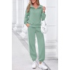 image:imagePRETTYGARDEN Womens Sweatsuits 2 Piece Outfits Fall Matching Lounge Sets  Casual Loose Zip Up Oversized Sweatshirts High Waist Jogger Tracksuits Two Piece Sweat Suits Travel Airport Workout SetsBean Green