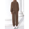 image:imagePRETTYGARDEN Womens Sweatsuits 2 Piece Outfits Fall Matching Lounge Sets  Casual Loose Zip Up Oversized Sweatshirts High Waist Jogger Tracksuits Two Piece Sweat Suits Travel Airport Workout SetsCoffee