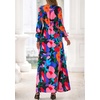 image:imagePRETTYGARDEN Womens Tie Waist Floral Maxi Dress  Fall Wedding Guest Dresses Long Puff Sleeve V Neck With Belt Watercolor Print Elegant Long Flowy Holiday Party OutfitsFloral Black