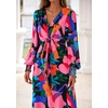 image:imagePRETTYGARDEN Womens Tie Waist Floral Maxi Dress  Fall Wedding Guest Dresses Long Puff Sleeve V Neck With Belt Watercolor Print Elegant Long Flowy Holiday Party OutfitsFloral Black