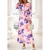 image:imagePRETTYGARDEN Womens Tie Waist Floral Maxi Dress  Fall Wedding Guest Dresses Long Puff Sleeve V Neck With Belt Watercolor Print Elegant Long Flowy Holiday Party OutfitsFloral Multicolored