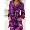 image:imagePRETTYGARDEN Womens Tie Waist Floral Maxi Dress  Fall Wedding Guest Dresses Long Puff Sleeve V Neck With Belt Watercolor Print Elegant Long Flowy Holiday Party OutfitsFloral Purple