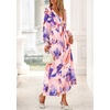image:imagePRETTYGARDEN Womens Tie Waist Floral Maxi Dress  Fall Wedding Guest Dresses Long Puff Sleeve V Neck With Belt Watercolor Print Elegant Long Flowy Holiday Party OutfitsFloral Multicolored