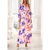 image:imagePRETTYGARDEN Womens Tie Waist Floral Maxi Dress  Fall Wedding Guest Dresses Long Puff Sleeve V Neck With Belt Watercolor Print Elegant Long Flowy Holiday Party OutfitsFloral Multicolored