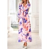 image:imagePRETTYGARDEN Womens Tie Waist Floral Maxi Dress  Fall Wedding Guest Dresses Long Puff Sleeve V Neck With Belt Watercolor Print Elegant Long Flowy Holiday Party OutfitsFloral Multicolored