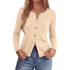 image:imagePRETTYGARDEN Button Up Cardigan Sweaters for Women  Slim Fitted KnitwearLong Sleeve Lightweight Knit CardigansBusiness Casual Outfits Work TopsLayering Piece for FallampWinterBeige