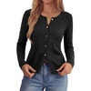 image:imagePRETTYGARDEN Button Up Cardigan Sweaters for Women  Slim Fitted KnitwearLong Sleeve Lightweight Knit CardigansBusiness Casual Outfits Work TopsLayering Piece for FallampWinterBlack