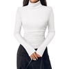 image:imagePRETTYGARDEN Turtleneck Tops for Women Long Sleeve Shirts  Slim Fitted Underscrub Ribbed Knit Thermal Undershirts 2026 Fall Casual Going Out Outfits Base Layer Winter ClothesWhite
