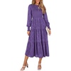 image:imagePRETTYGARDEN Womens Fall Midi Wedding Guest Dresses  Floral Boho Puff Long Sleeve Flowy Long Smocked Tiered Pockets Fit and Flare Holiday Party Elegant Spring OutfitsDark Purple