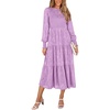image:imagePRETTYGARDEN Womens Fall Midi Wedding Guest Dresses  Floral Boho Puff Long Sleeve Flowy Long Smocked Tiered Pockets Fit and Flare Holiday Party Elegant Spring OutfitsPurple
