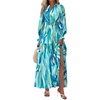 image:imagePRETTYGARDEN Womens Floral Maxi Dress Fall A Line Wedding Guest Dresses  Print Boho Dress Long Sleeve V Neck Fit amp Flare Smocked Waist Casual Long Flowy Elegant Classy Holiday Party OutfitsBlue