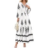 image:imagePRETTYGARDEN Womens Long Sleeve Floral Boho Maxi Wedding Guest Dress  Trendy BohemianV NeckRuffle Long DressesFlowy A LineElastic WaistElegant PartyFall FashionBeach Vacation ClothesFloral White Black