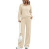 image:imagePRETTYGARDEN Womens Lounge Sets 2 Piece Outfits Sweatsuits  Half Zip Pullover Sweatshirts Wide Leg Pants Pockets Matching Workout Tracksuits Airport Travel Resort Wear Fall ClothesApricot