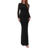 image:imagePRETTYGARDEN Womens Mesh Long Sleeve Bodycon Maxi Dress  Fall Wedding Guest Dresses Boat Neck Slim Fitted Elegant Evening Wear Formal Cocktail Holiday Party Date Night OutfitsBlack