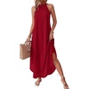 image:imagePRETTYGARDEN Womens Summer Wedding Guest Halter Maxi Dresses  Long Flowy Asymmetrical Sundress Elegant Evening Dinner Party Dress Pockets Beach Vacation Outfits Spring Resort WearRed