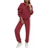 image:imagePRETTYGARDEN Womens Sweatsuits 2 Piece Outfits Fall Matching Lounge Sets  Casual Loose Zip Up Oversized Sweatshirts High Waist Jogger Tracksuits Two Piece Sweat Suits Travel Airport Workout SetsWine Red