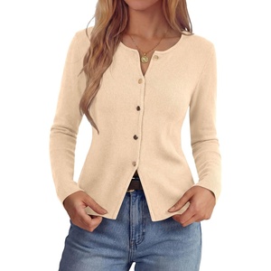 image:imagePRETTYGARDEN Button Up Cardigan Sweaters for Women  Slim Fitted KnitwearLong Sleeve Lightweight Knit CardigansBusiness Casual Outfits Work TopsLayering Piece for FallampWinterBeige