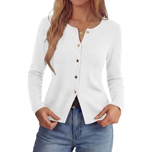 image:imagePRETTYGARDEN Button Up Cardigan Sweaters for Women  Slim Fitted KnitwearLong Sleeve Lightweight Knit CardigansBusiness Casual Outfits Work TopsLayering Piece for FallampWinterWhite