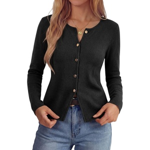 image:imagePRETTYGARDEN Button Up Cardigan Sweaters for Women  Slim Fitted KnitwearLong Sleeve Lightweight Knit CardigansBusiness Casual Outfits Work TopsLayering Piece for FallampWinterBlack
