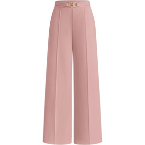 image:imagePRETTYGARDEN Womens High Waisted Dressy Casual Pants  Decoration BuckleFront Seam Trousers with PocketsBusiness Casual OutfitsWork Office SlacksDaily Palazzo Pants All SeasonPink