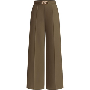 image:imagePRETTYGARDEN Womens High Waisted Dressy Casual Pants  Decoration BuckleFront Seam Trousers with PocketsBusiness Casual OutfitsWork Office SlacksDaily Palazzo Pants All SeasonArmy Green