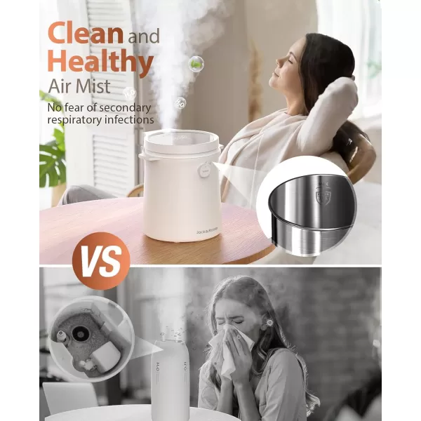 3L Stainless Steel Humidifier Easy Clean with Steam Warm Mist Dishwasher Safe Humidifier for Bedroom with Sleep Mode Timer and Autooff Setting