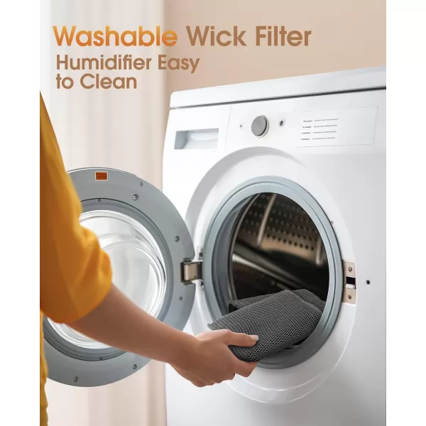 Reuseable Wick Evaporative Humidifier for Bedroom Quiet Healthy Baby Humidifier No White Dust Evaporative Humidifier Large Room 800mlh 3 Speeds 2 Gal Timing Auto Shut off