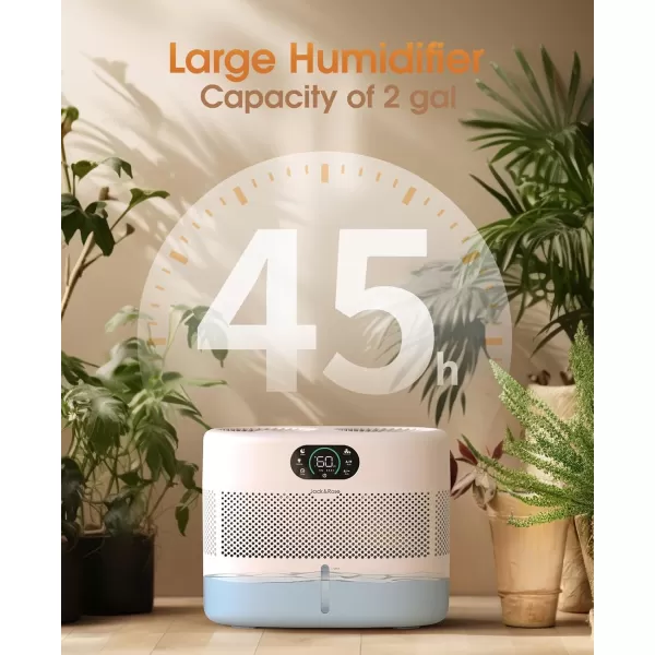 Reuseable Wick Evaporative Humidifier for Bedroom Quiet Healthy Baby Humidifier No White Dust Evaporative Humidifier Large Room 800mlh 3 Speeds 2 Gal Timing Auto Shut off
