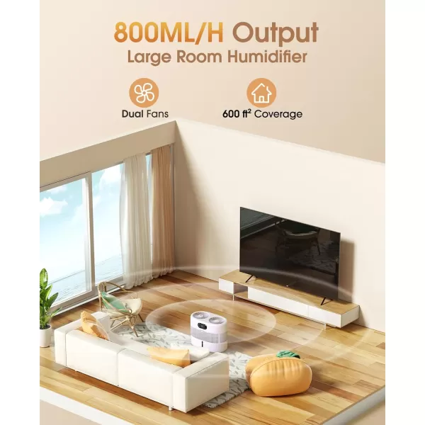 Reuseable Wick Evaporative Humidifier for Bedroom Quiet Healthy Baby Humidifier No White Dust Evaporative Humidifier Large Room 800mlh 3 Speeds 2 Gal Timing Auto Shut off
