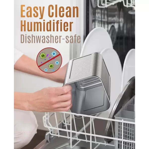 Stainless Steel Humidifier Easy to Clean Humidifier Dishwasher Safe Humidifiers Cool Mist Humidifiers for BedroomWhite