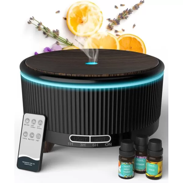 Essential Oil Diffuser for Home Diffusers for Essential Oils Large Room 500ml Aromatherapy Diffuser 7 Colors ChangedBlack