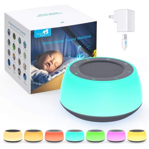 Jack ampamp Rose Sound Machine with Night Light White Noise Machine for Sleeping Adults Baby Kids 16 Soothing Sounds for Sleeping Powered by AC White Noise Maker for Bedroom Home