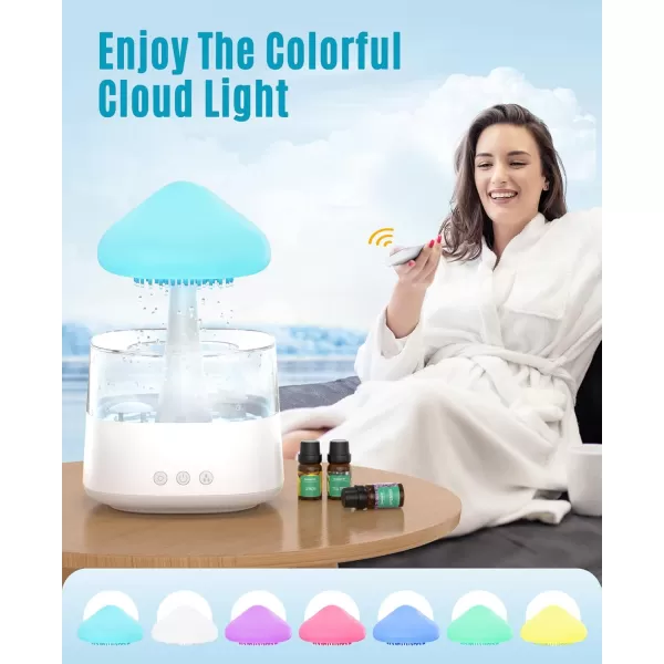 imageRain Cloud Humidifier Water Drip 2 in 1 Humidifier with Essential Oil Diffuser450ml Cloud Humidifier Rain DropMushroom Humidifier with 7 Colors for Sleeping Relaxing