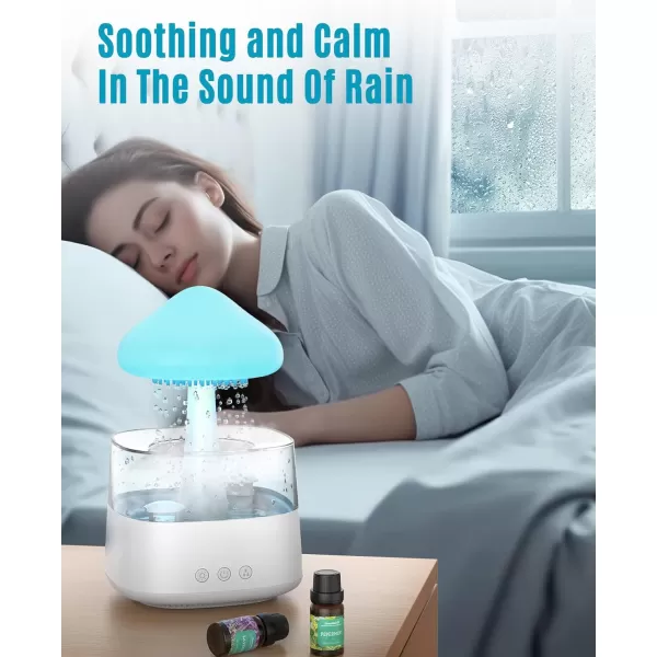 imageRain Cloud Humidifier Water Drip 2 in 1 Humidifier with Essential Oil Diffuser450ml Cloud Humidifier Rain DropMushroom Humidifier with 7 Colors for Sleeping Relaxing